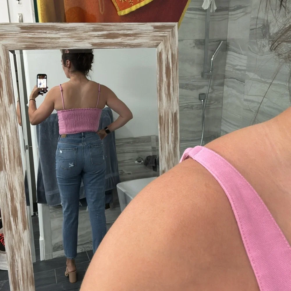 Abercrombie & Fitch Tailored Bustier Top in Bubblegum - Picture 3 of 6